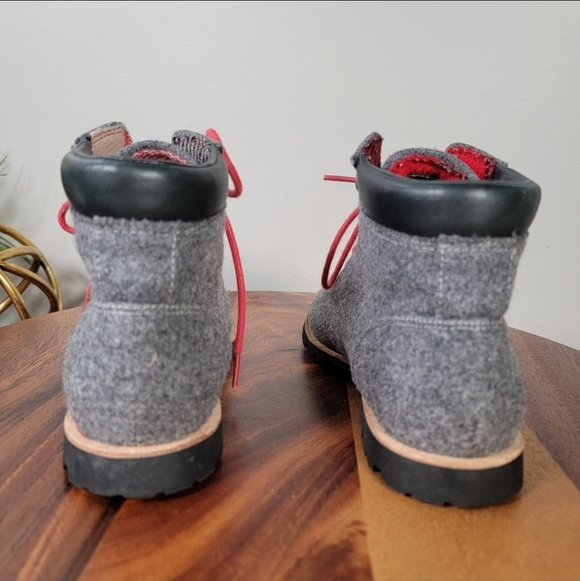 Woolrich Gray Wool Ankle Boots with Red Laces Women's Size 6 Retro Vibes Hiking - Picture 5 of 15